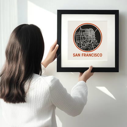 Maps Linoprint-Style Art (c43)