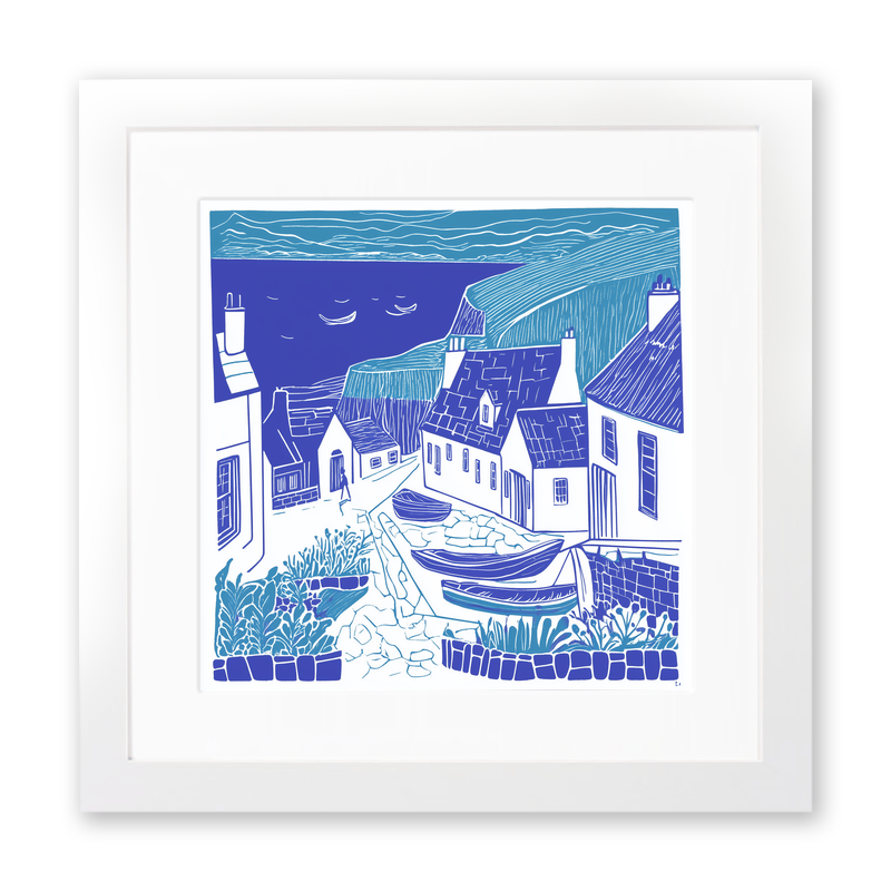 Robin Hood’s Bay, North Yorkshire Linoprint-Style Art (1104-1)