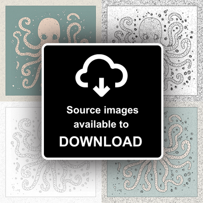Octopus with swirling tentacles Linoprint-Style Art (496-1)