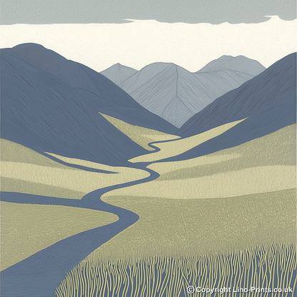 Blencathra in the Lake District Linoprint-Style Art (2363-2)