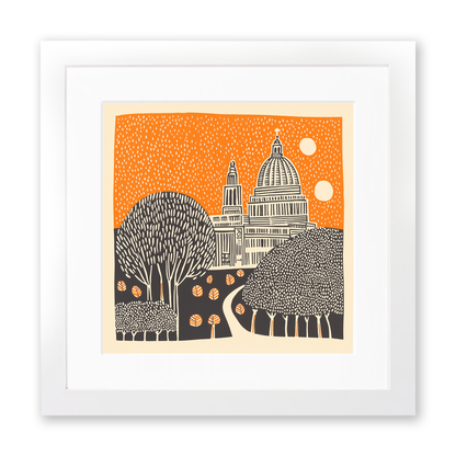 St Paul's Cathedral, London Linoprint-Style Art (195-1)