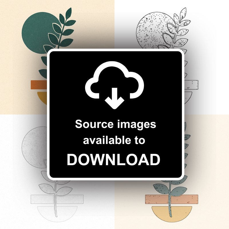 Flowers and Plants Linoprint-Style Art (c525)