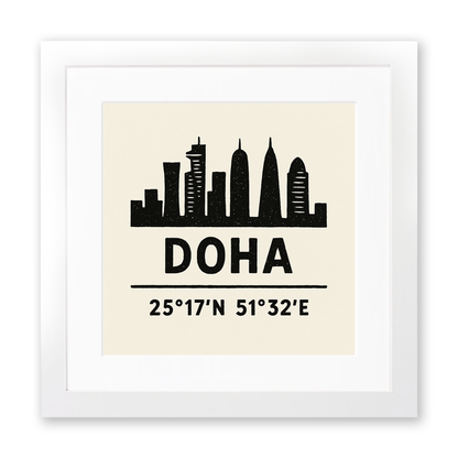 Place Coordinates Linoprint-Style Art (c288)