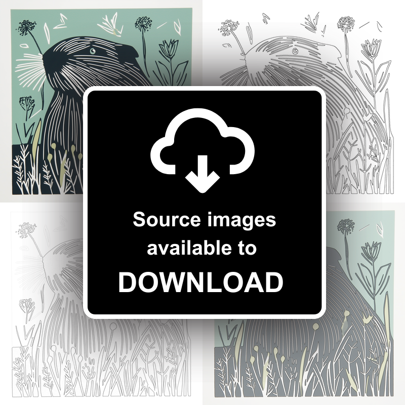 Cute Guinea Pig   Linoprint-Style Art (1206-1)