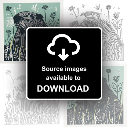 Cute Guinea Pig   Linoprint-Style Art (1206-1)