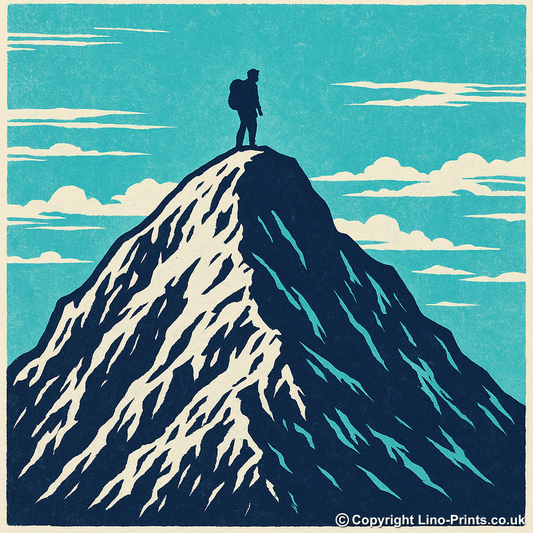 Mountains Linoprint-Style Art (c372)