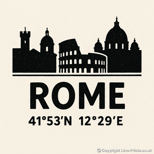 Place Coordinates Linoprint-Style Art (c334)