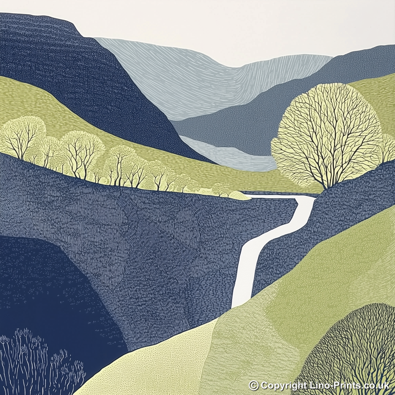 Taylor Gill Force Borrowdale Linoprint-Style Art (2577-1)