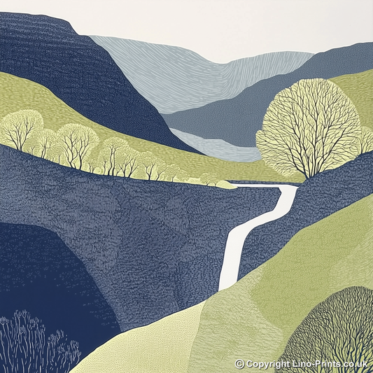 Taylor Gill Force Borrowdale Linoprint-Style Art (2577-1)