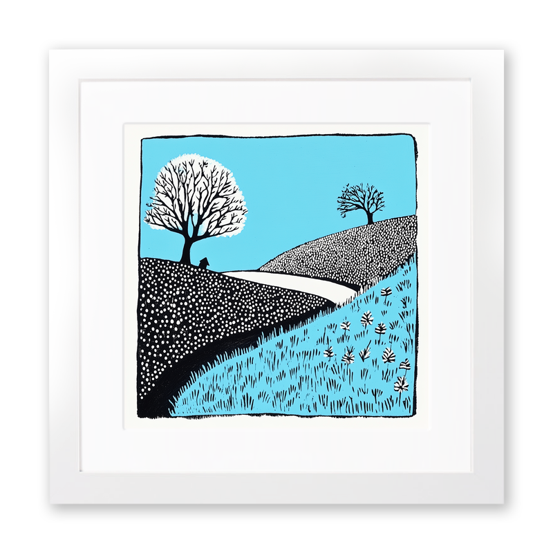Minimalist landscape Linoprint-Style Art (695-1)