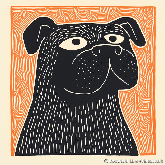 Bulldog Linoprint-Style Art (1454-1)