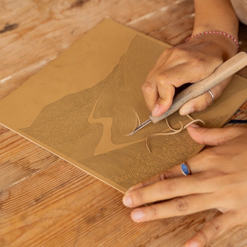 Scree slope pattern Linoprint-Style Art (2538-2)