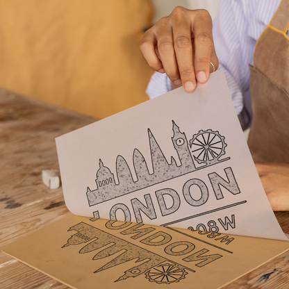 Place Coordinates Linoprint-Style Art (c348)