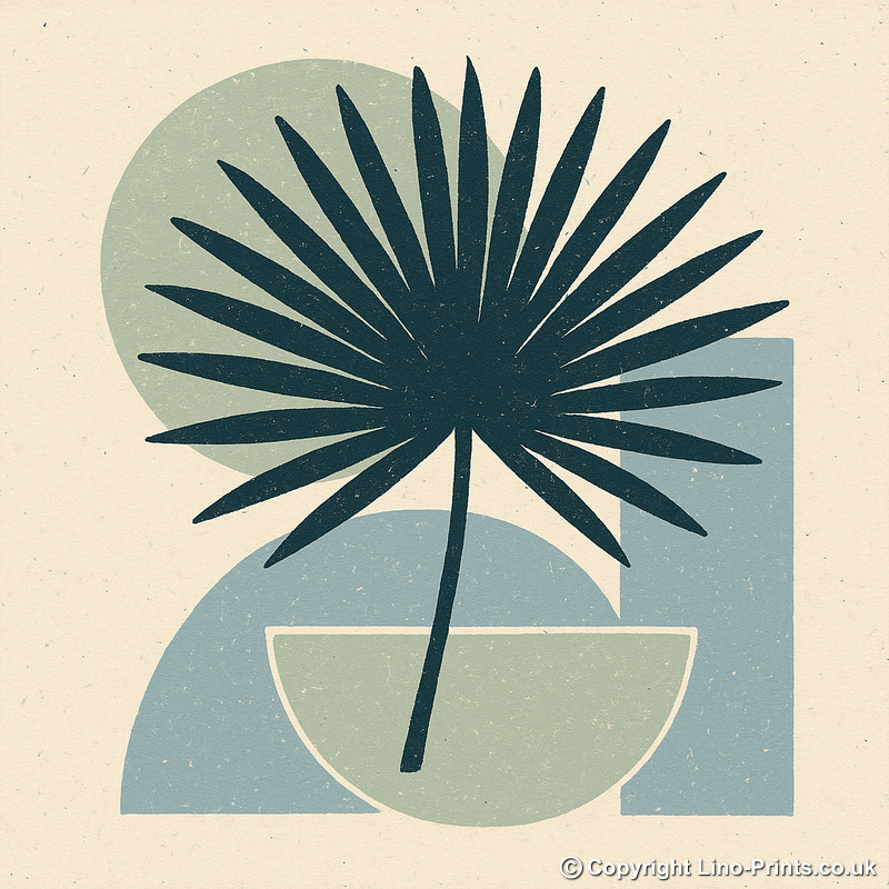 Flowers and Plants Linoprint-Style Art (c498)