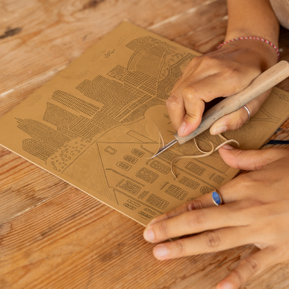 Sydney skyline Linoprint-Style Art (876-1)