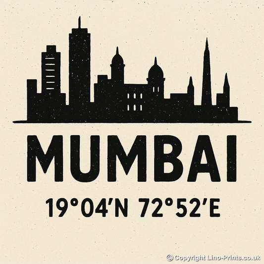 Place Coordinates Linoprint-Style Art (c279)