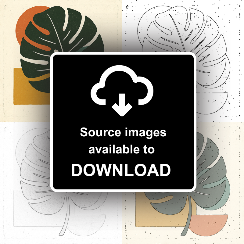 Flowers and Plants Linoprint-Style Art (c518)