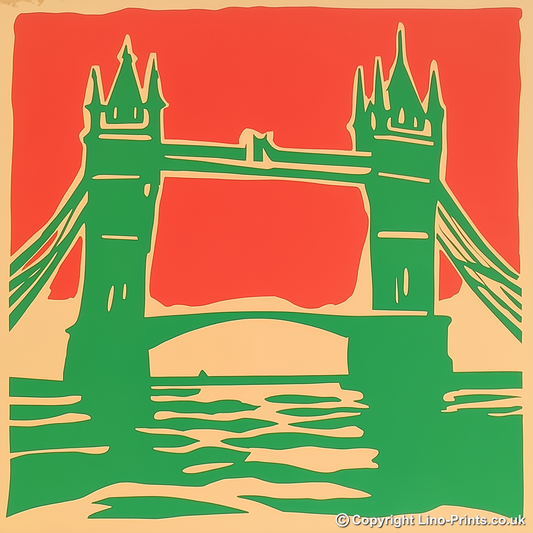 Tower Bridge, London Linoprint-Style Art (361-1)