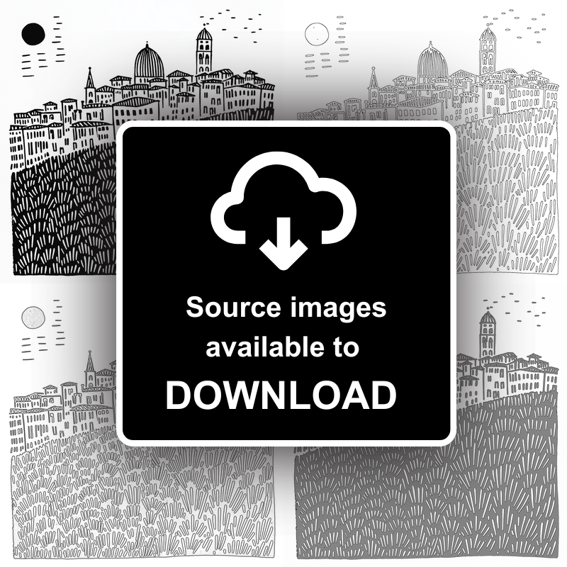 Florence skyline Linoprint-Style Art (559-3)