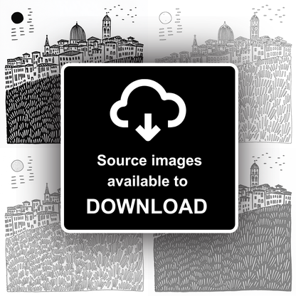Florence skyline Linoprint-Style Art (559-3)