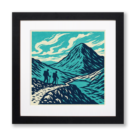 Mountains Linoprint-Style Art (c371)