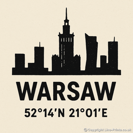 Place Coordinates Linoprint-Style Art (c306)