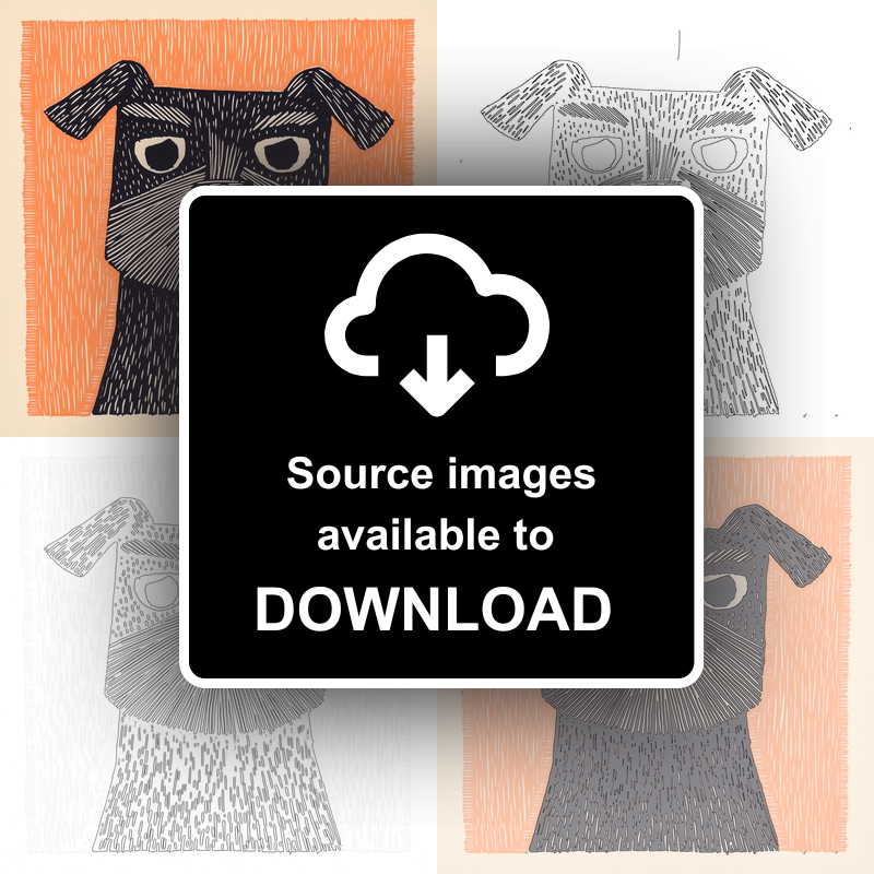 Border Terrier Linoprint-Style Art (1401-1)