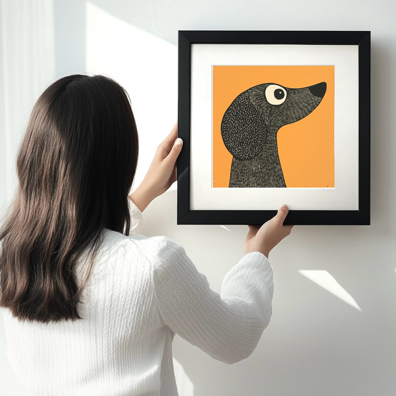 Beagle Linoprint-Style Art (1448-1)
