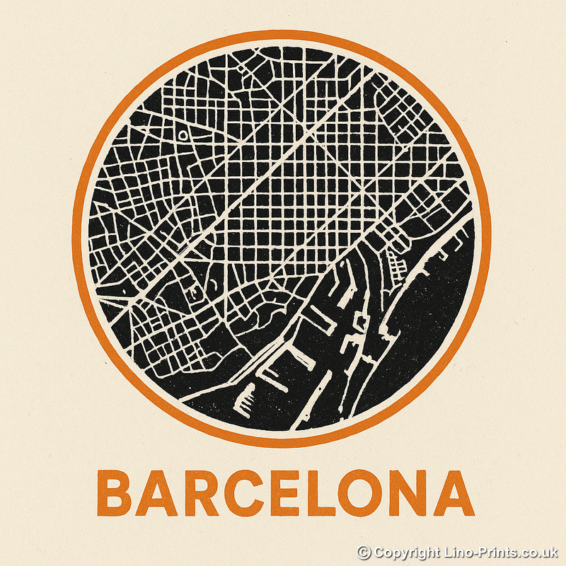 Maps Linoprint-Style Art (c37)