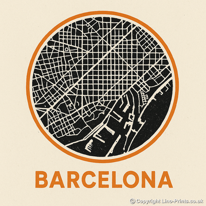 Maps Linoprint-Style Art (c37)