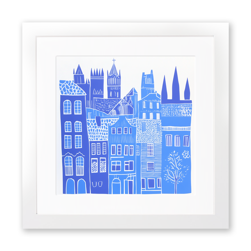 Barcelona Gothic Quarter Linoprint-Style Art (837-1)