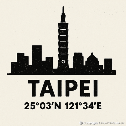 Place Coordinates Linoprint-Style Art (c324)