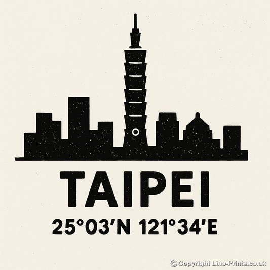 Place Coordinates Linoprint-Style Art (c324)