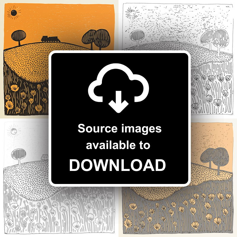 Steam train on the Poppy Line Linoprint-Style Art (2134-1)