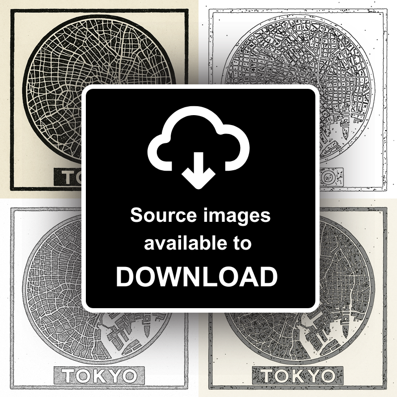 Maps Linoprint-Style Art (c29)