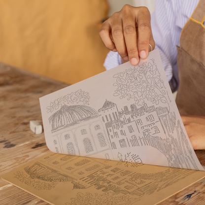 Oxford Radcliffe Camera Linoprint-Style Art (862-1)