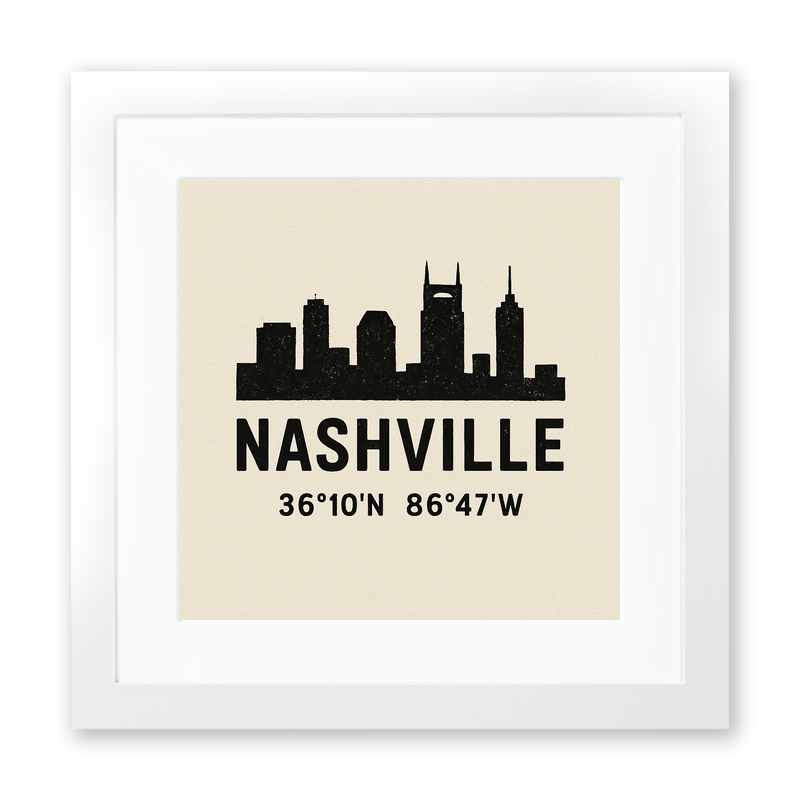 Place Coordinates Linoprint-Style Art (c264)