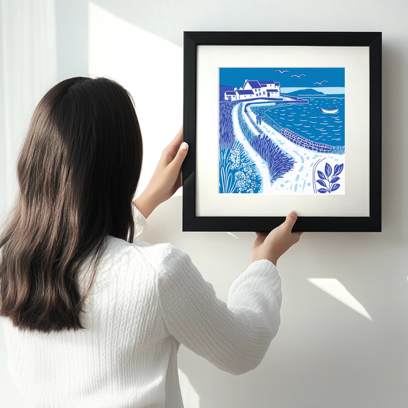Porthcawl, Bridgend Linoprint-Style Art (1100-1)