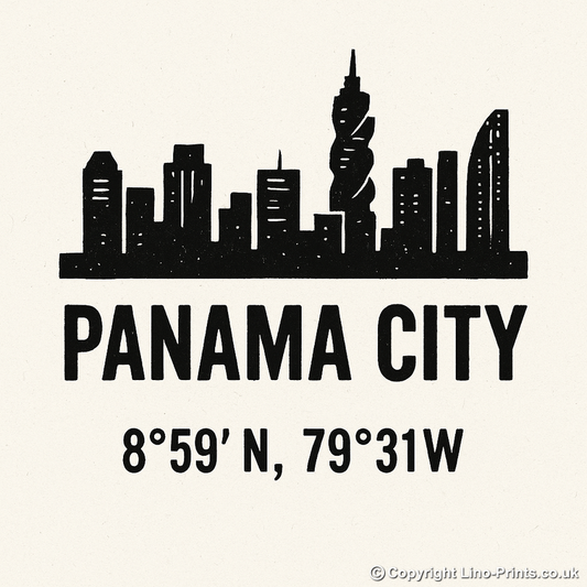 Place Coordinates Linoprint-Style Art (c252)