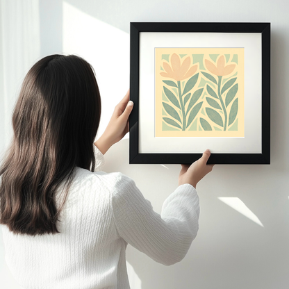 Abstract botanical textures Linoprint-Style Art (487-1)