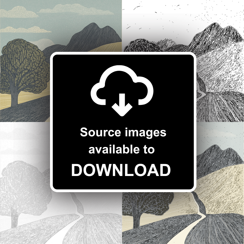 Scree slope pattern Linoprint-Style Art (2538-3)