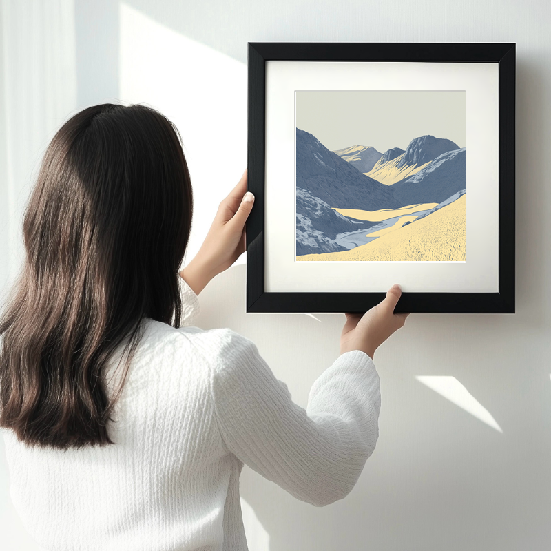 Great Gable in the Lake District Linoprint-Style Art (2436-2)