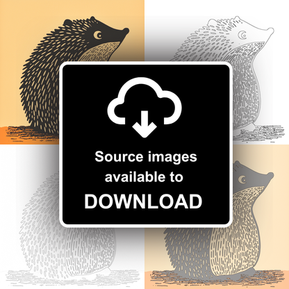 Cute Hedgehog Linoprint-Style Art (223-2)