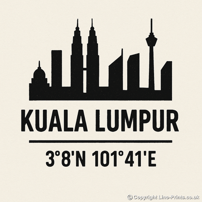 Place Coordinates Linoprint-Style Art (c337)
