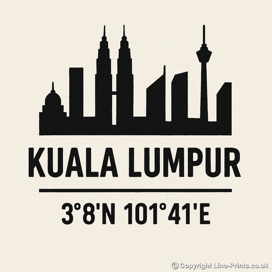 Place Coordinates Linoprint-Style Art (c337)