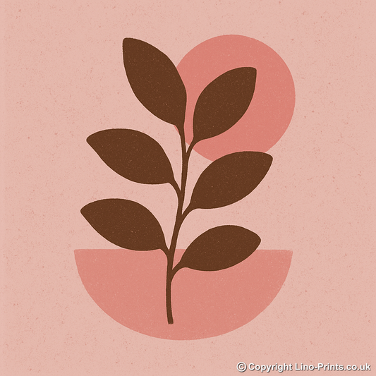 Flowers and Plants Linoprint-Style Art (c494)