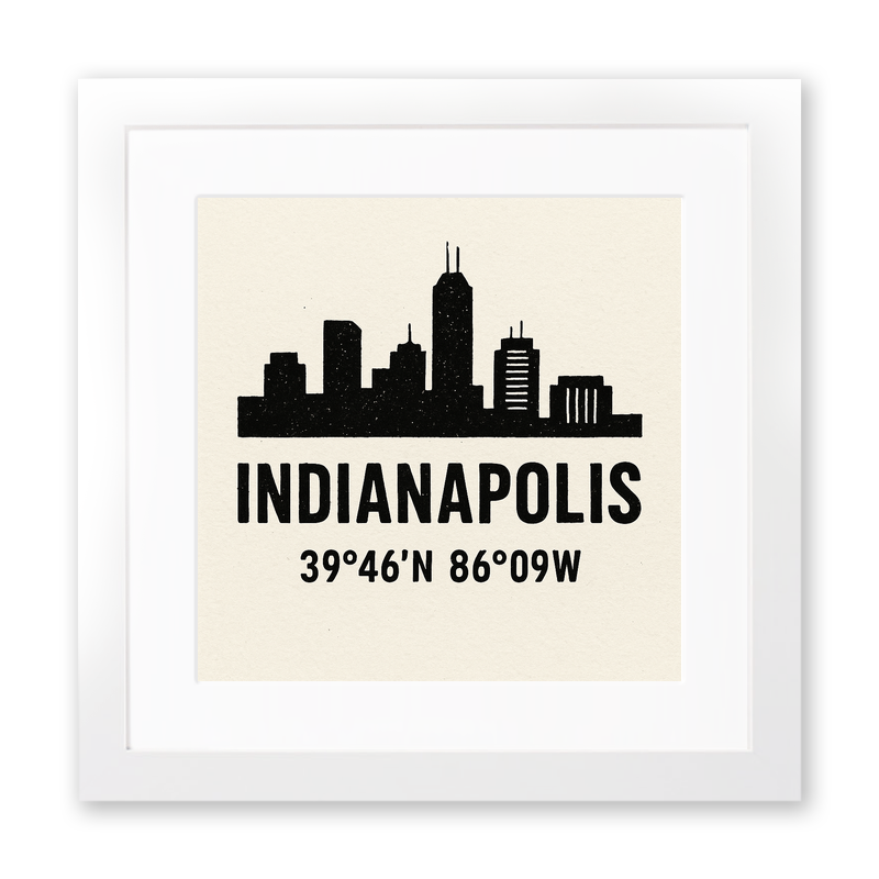 Place Coordinates Linoprint-Style Art (c262)