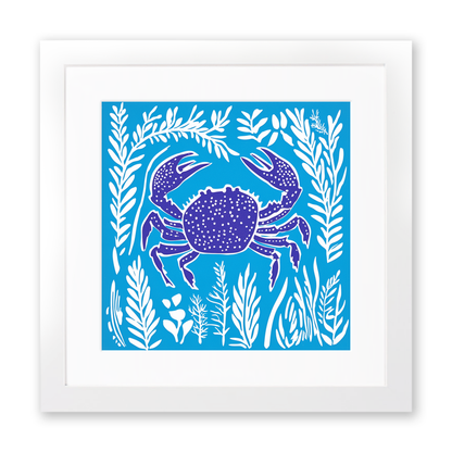 Cromer crab in seaweed Linoprint-Style Art (1776-1)