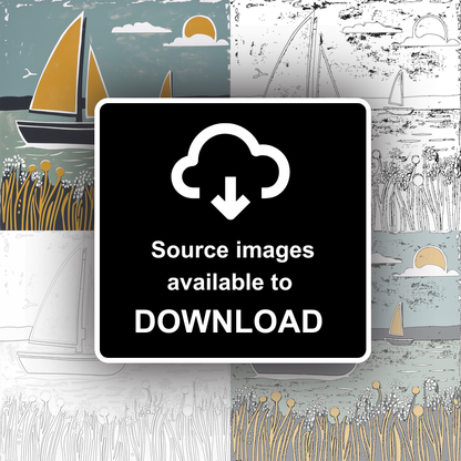Norfolk wherry under sail Linoprint-Style Art (1912-1)