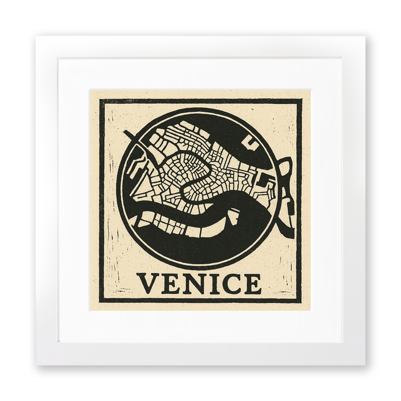 Maps Linoprint-Style Art (c23)